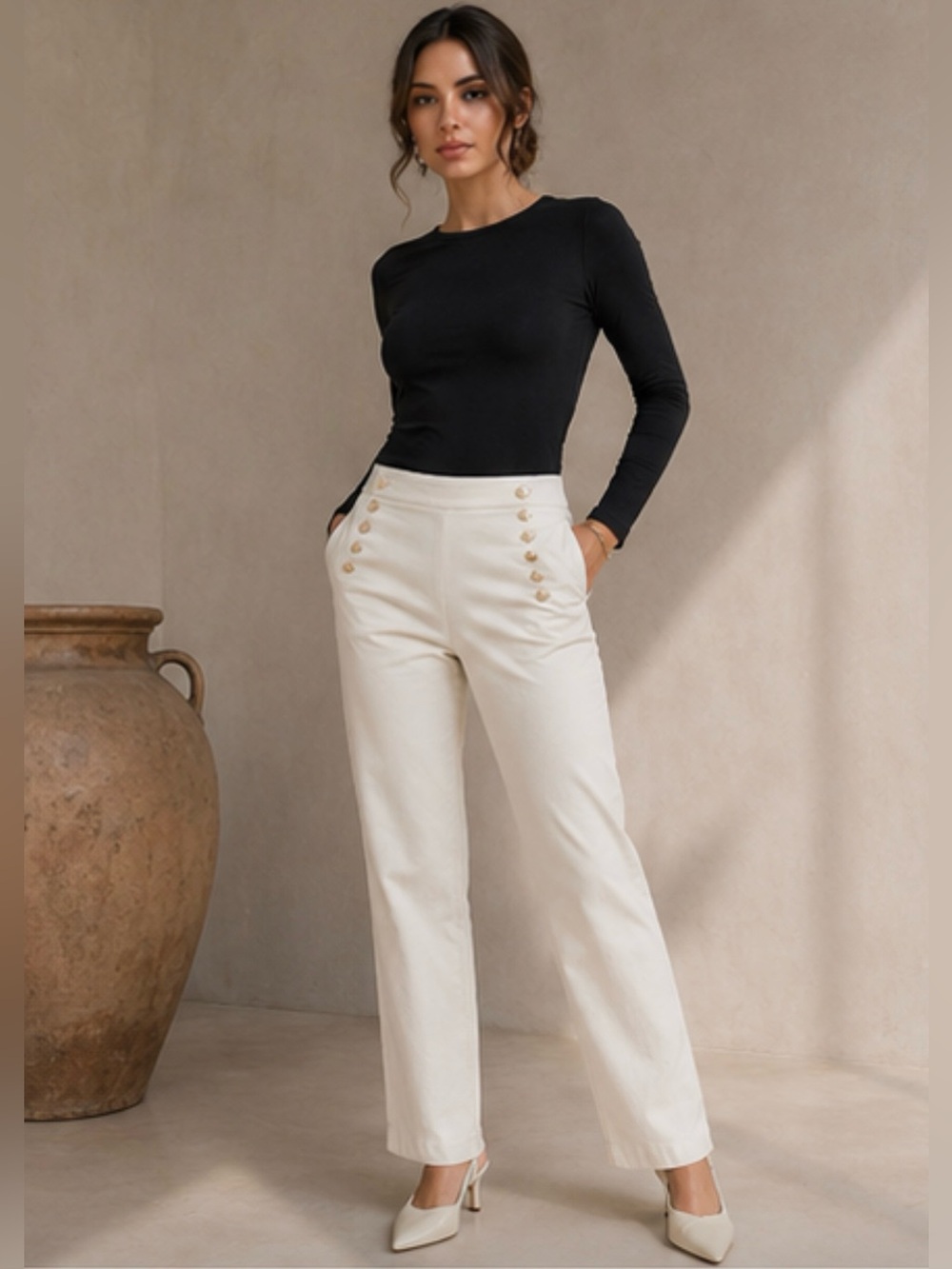 Ann Taylor Factory - Straight Leg Sailor Pant, Size Zip & Pockets. XXL 18, Sand
